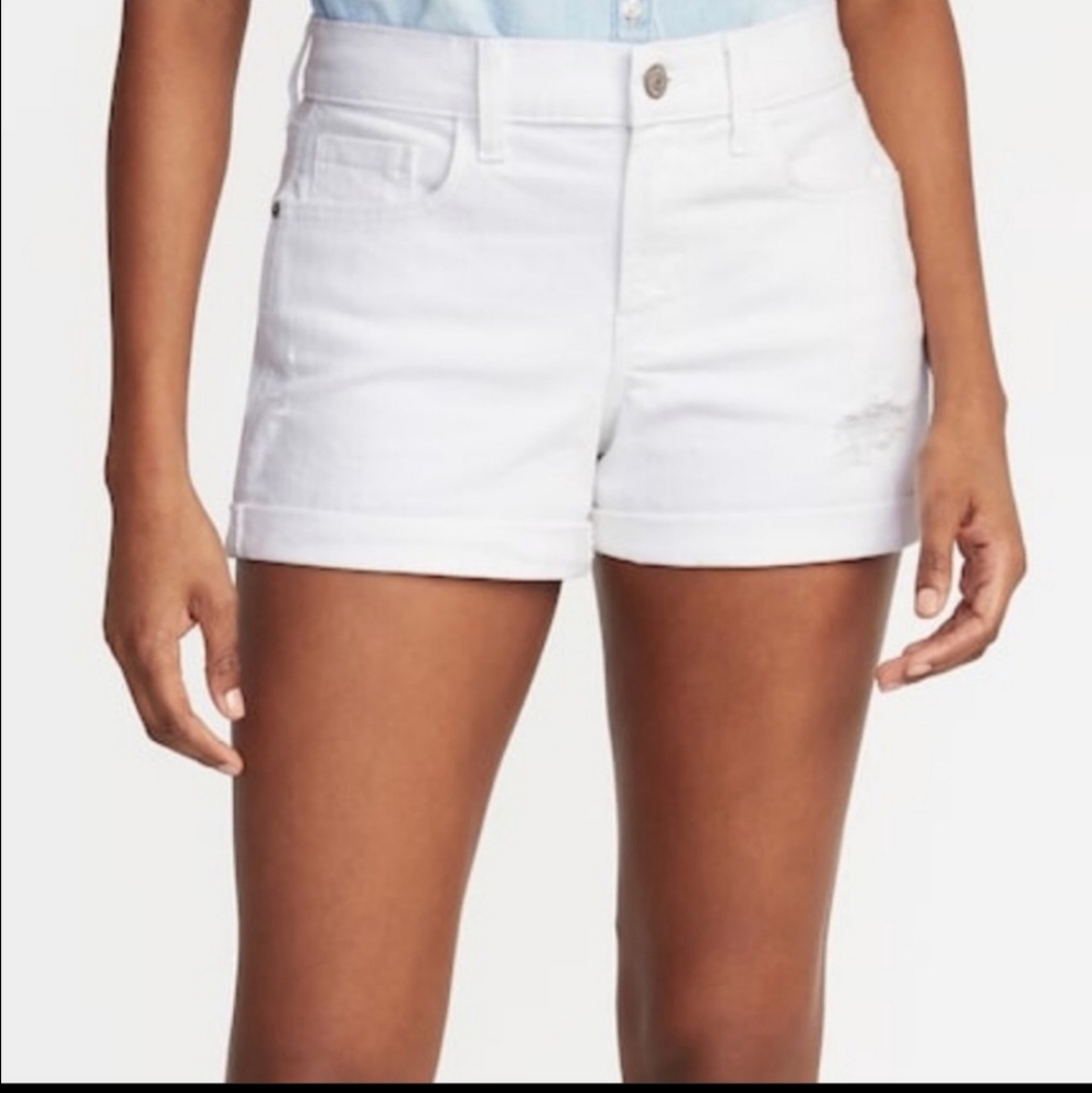 Old Navy White Denim Distressed Boyfriend Summer‎ Shorts Marine Coastal Size 0